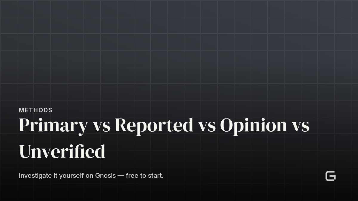 Primary vs Reported vs Opinion vs Unverified